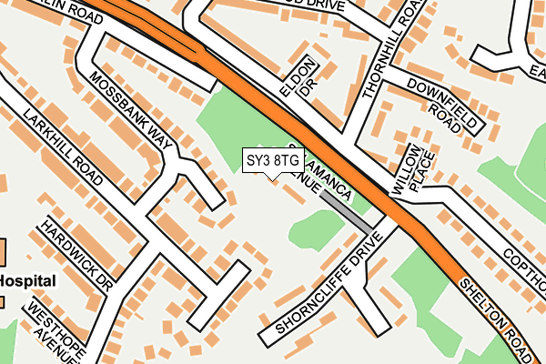 SY3 8TG map - OS OpenMap – Local (Ordnance Survey)