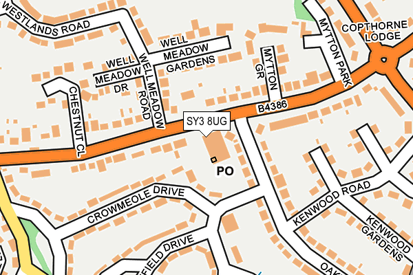 SY3 8UG map - OS OpenMap – Local (Ordnance Survey)