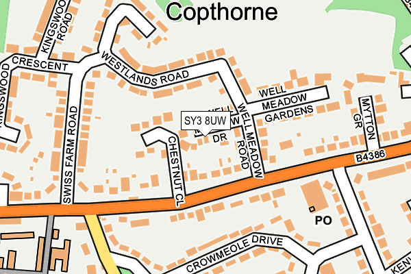 SY3 8UW map - OS OpenMap – Local (Ordnance Survey)