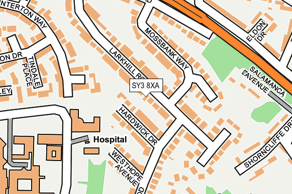 SY3 8XA map - OS OpenMap – Local (Ordnance Survey)