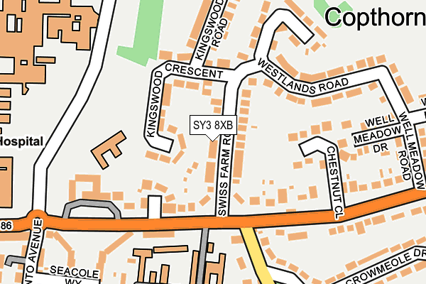 SY3 8XB map - OS OpenMap – Local (Ordnance Survey)