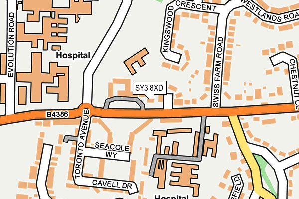 SY3 8XD map - OS OpenMap – Local (Ordnance Survey)