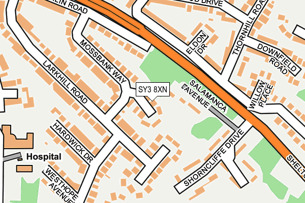SY3 8XN map - OS OpenMap – Local (Ordnance Survey)