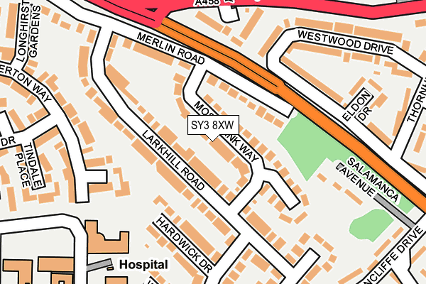 SY3 8XW map - OS OpenMap – Local (Ordnance Survey)