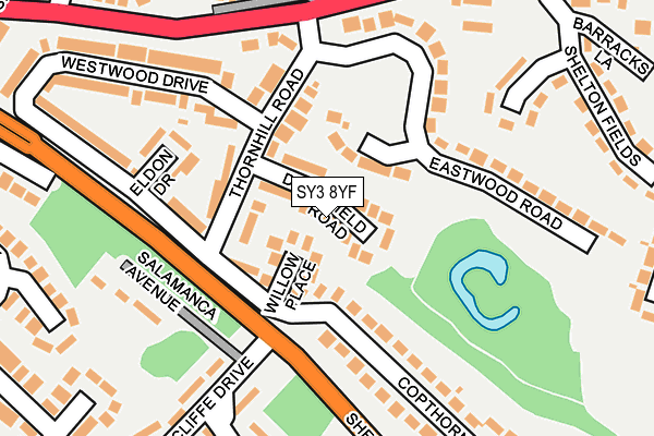 SY3 8YF map - OS OpenMap – Local (Ordnance Survey)