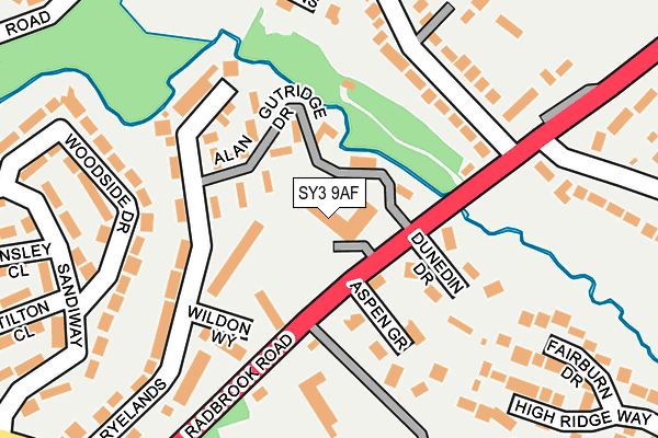 SY3 9AF map - OS OpenMap – Local (Ordnance Survey)