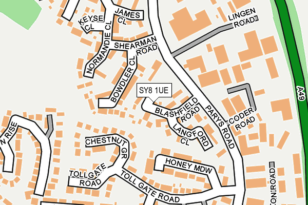 SY8 1UE map - OS OpenMap – Local (Ordnance Survey)