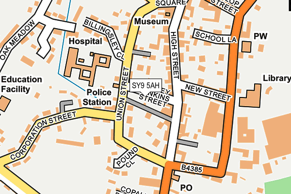 SY9 5AH map - OS OpenMap – Local (Ordnance Survey)