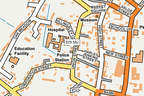 SY9 5AJ map - OS OpenMap – Local (Ordnance Survey)