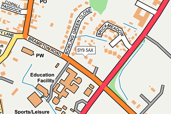 SY9 5AX map - OS OpenMap – Local (Ordnance Survey)