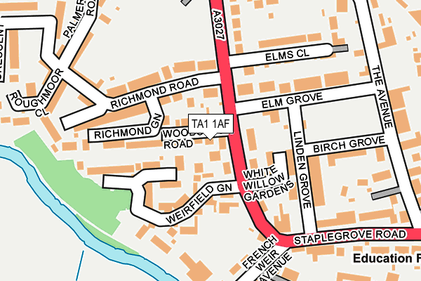 TA1 1AF map - OS OpenMap – Local (Ordnance Survey)