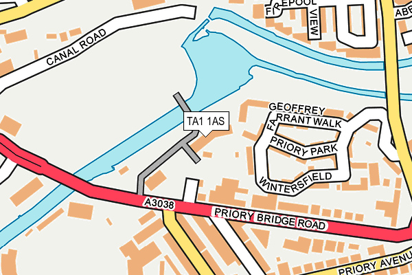 TA1 1AS map - OS OpenMap – Local (Ordnance Survey)