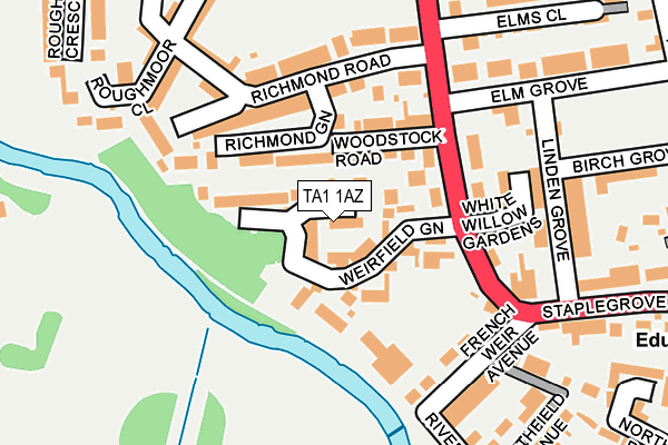 TA1 1AZ map - OS OpenMap – Local (Ordnance Survey)