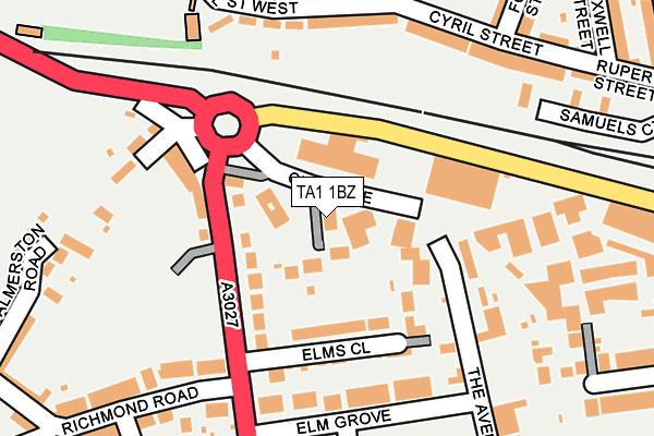 TA1 1BZ map - OS OpenMap – Local (Ordnance Survey)