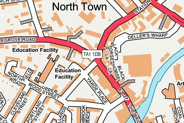 TA1 1DB map - OS OpenMap – Local (Ordnance Survey)