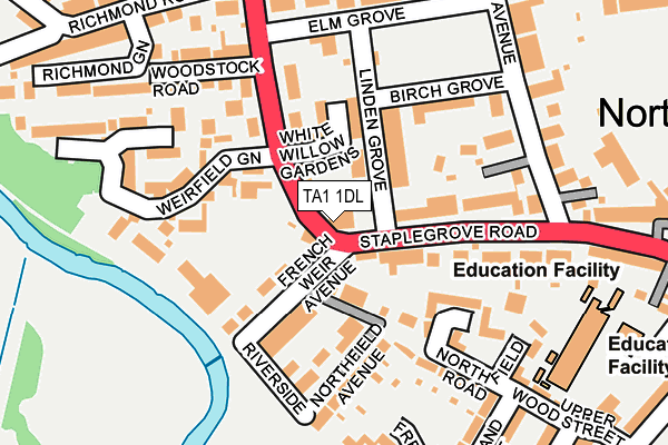 TA1 1DL map - OS OpenMap – Local (Ordnance Survey)