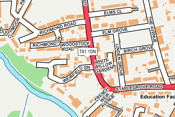 TA1 1DN map - OS OpenMap – Local (Ordnance Survey)