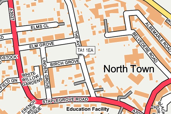 TA1 1EA map - OS OpenMap – Local (Ordnance Survey)