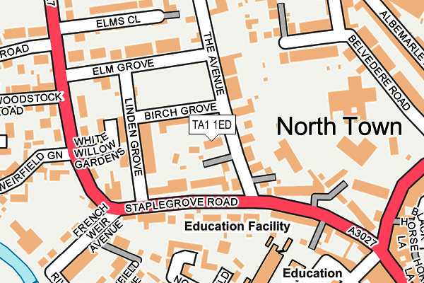 TA1 1ED map - OS OpenMap – Local (Ordnance Survey)