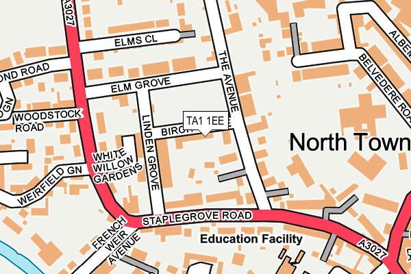 TA1 1EE map - OS OpenMap – Local (Ordnance Survey)