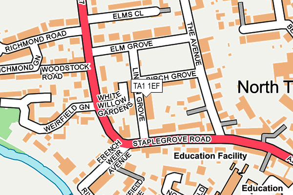 TA1 1EF map - OS OpenMap – Local (Ordnance Survey)