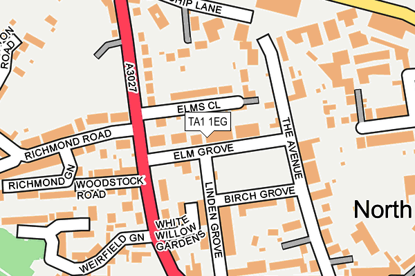 TA1 1EG map - OS OpenMap – Local (Ordnance Survey)