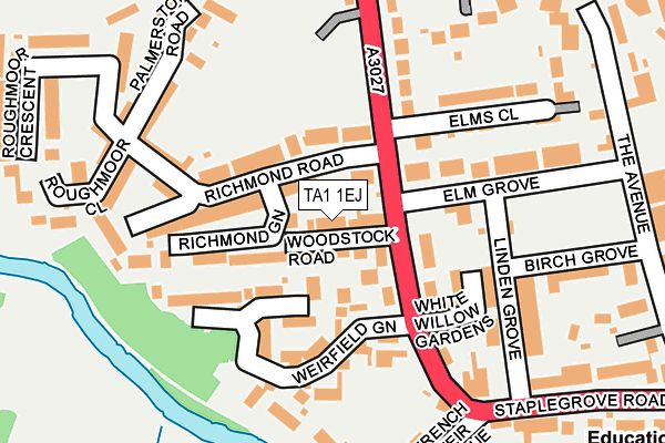 TA1 1EJ map - OS OpenMap – Local (Ordnance Survey)