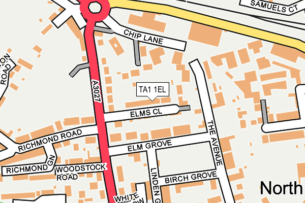 TA1 1EL map - OS OpenMap – Local (Ordnance Survey)