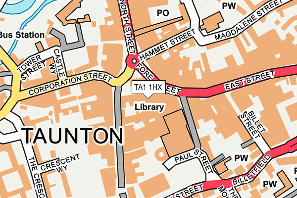 TA1 1HX map - OS OpenMap – Local (Ordnance Survey)