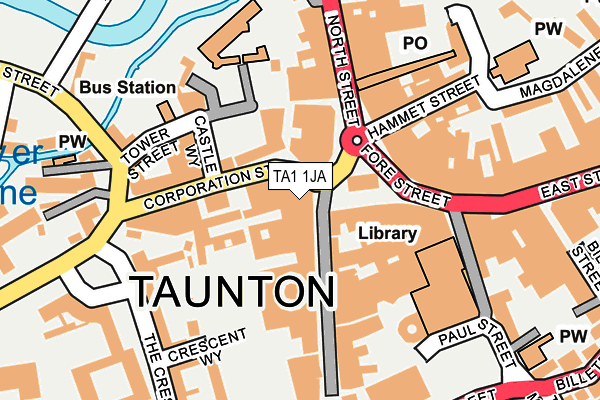 TA1 1JA map - OS OpenMap – Local (Ordnance Survey)