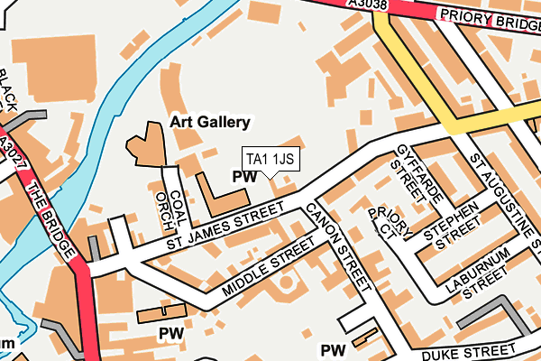 TA1 1JS map - OS OpenMap – Local (Ordnance Survey)