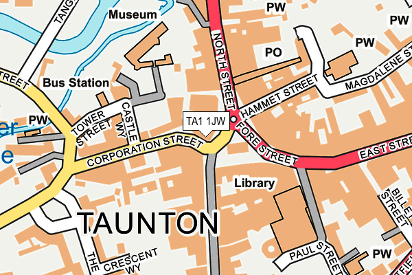 TA1 1JW map - OS OpenMap – Local (Ordnance Survey)