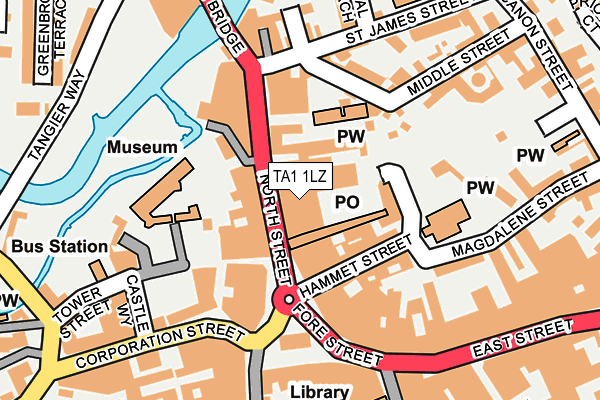 TA1 1LZ map - OS OpenMap – Local (Ordnance Survey)