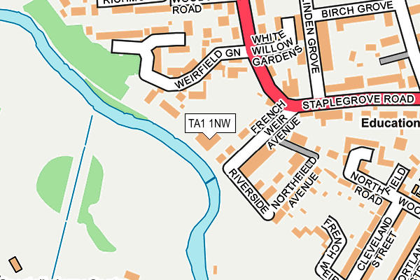 TA1 1NW map - OS OpenMap – Local (Ordnance Survey)