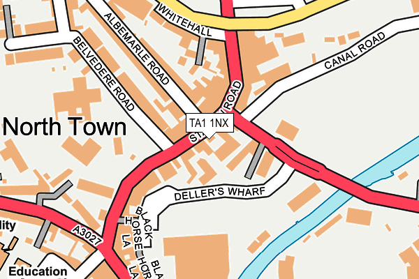 TA1 1NX map - OS OpenMap – Local (Ordnance Survey)