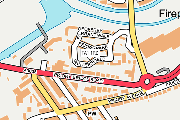 TA1 1PZ map - OS OpenMap – Local (Ordnance Survey)