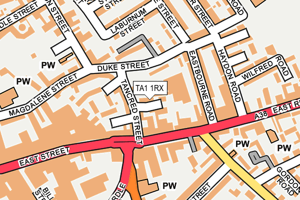 TA1 1RX map - OS OpenMap – Local (Ordnance Survey)