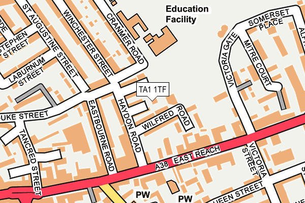 TA1 1TF map - OS OpenMap – Local (Ordnance Survey)