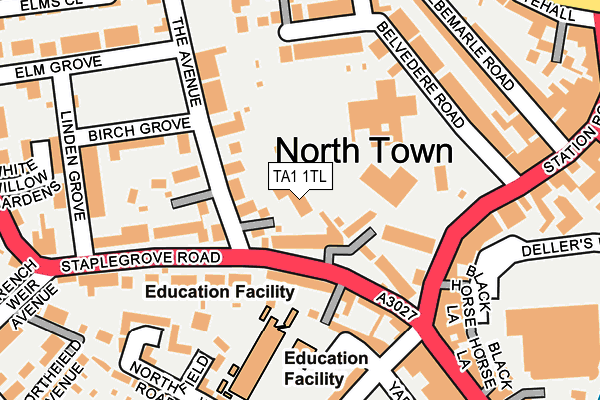 TA1 1TL map - OS OpenMap – Local (Ordnance Survey)