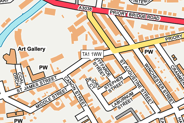 TA1 1WW map - OS OpenMap – Local (Ordnance Survey)