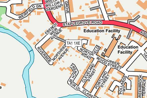 TA1 1XE map - OS OpenMap – Local (Ordnance Survey)