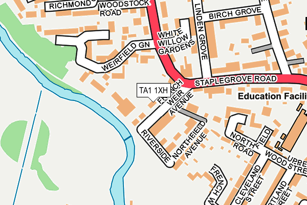 TA1 1XH map - OS OpenMap – Local (Ordnance Survey)