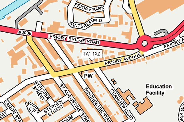 TA1 1XZ map - OS OpenMap – Local (Ordnance Survey)