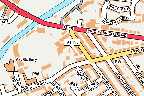 TA1 1YD map - OS OpenMap – Local (Ordnance Survey)