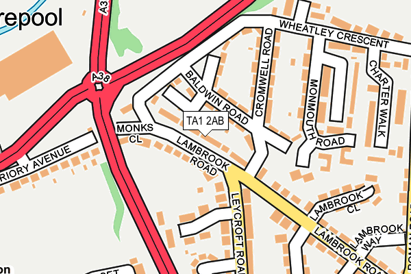 TA1 2AB map - OS OpenMap – Local (Ordnance Survey)