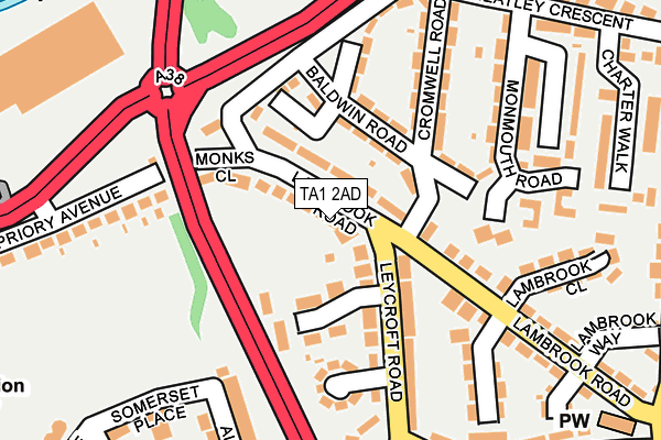 TA1 2AD map - OS OpenMap – Local (Ordnance Survey)