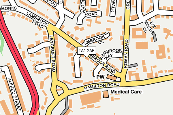 TA1 2AF map - OS OpenMap – Local (Ordnance Survey)