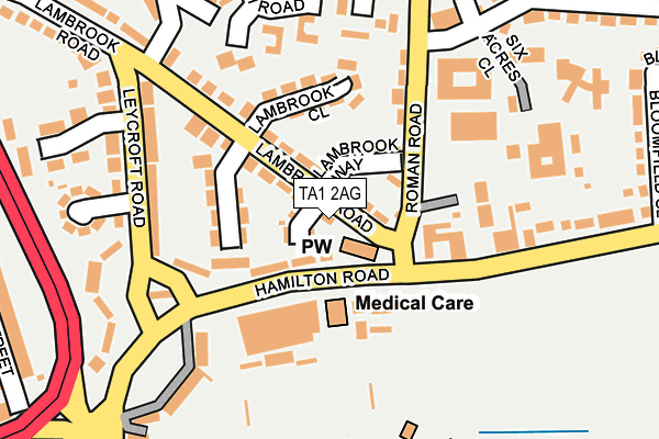 TA1 2AG map - OS OpenMap – Local (Ordnance Survey)