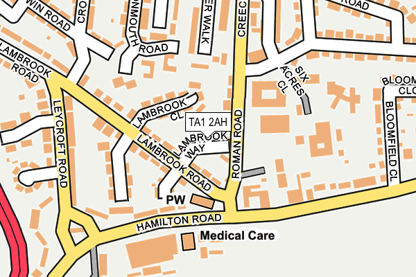 TA1 2AH map - OS OpenMap – Local (Ordnance Survey)