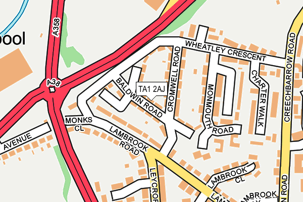 TA1 2AJ map - OS OpenMap – Local (Ordnance Survey)